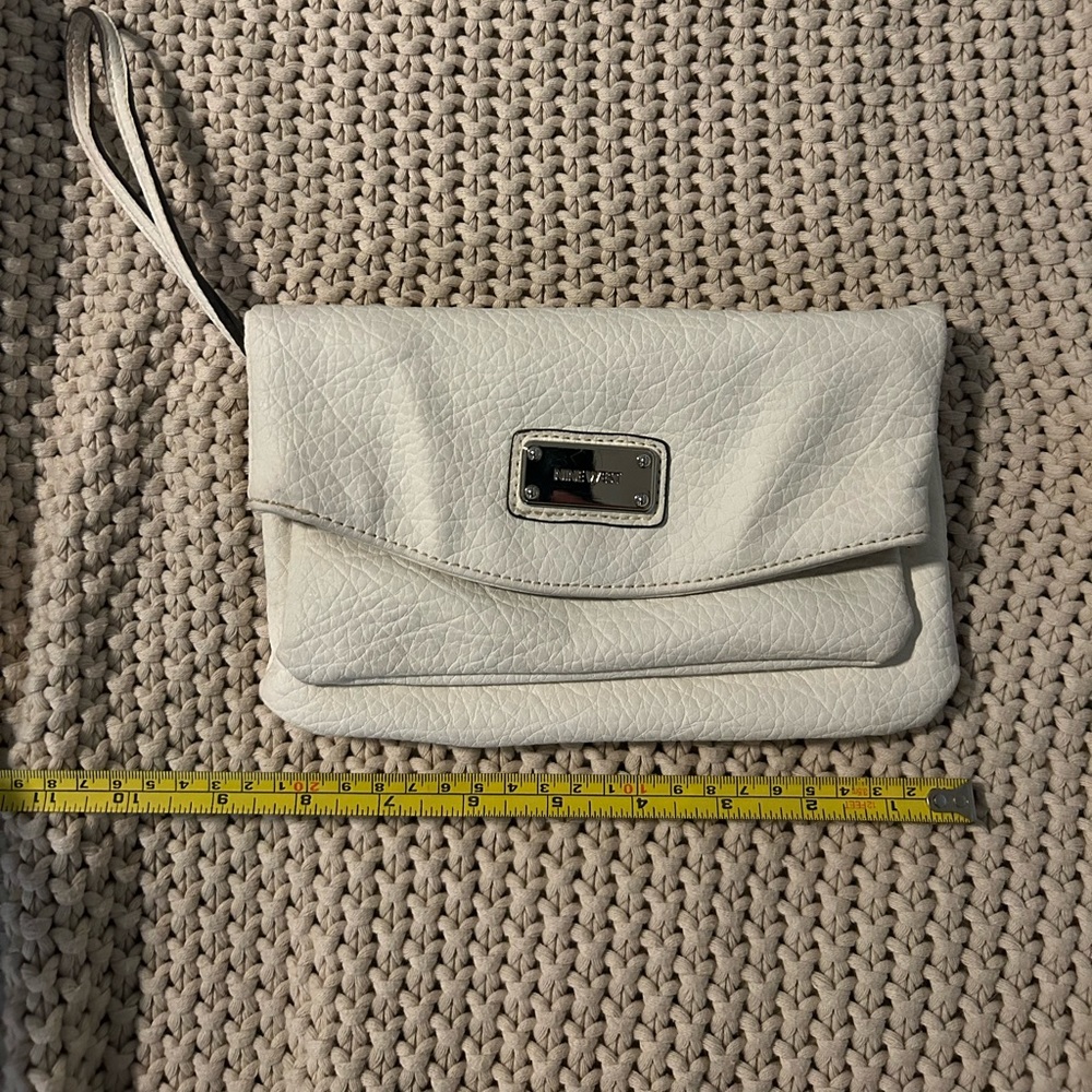 Nine West White Leather Wristlet
